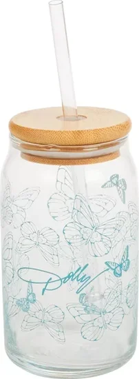 Dolly Parton Glass Cup with Straw