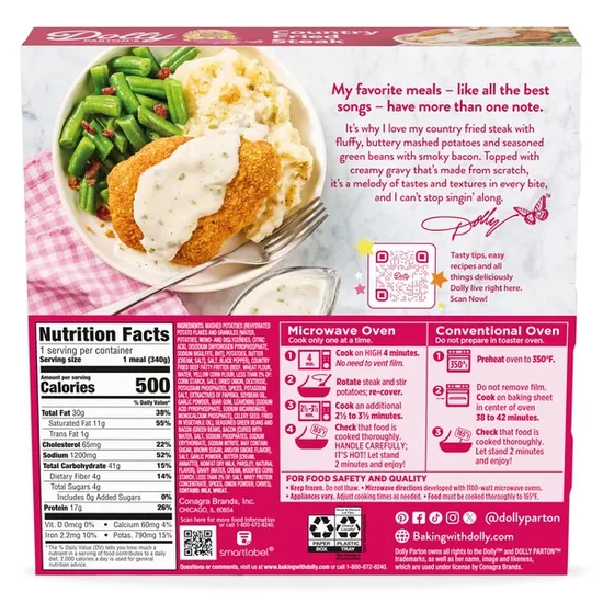Dolly Parton's Country Fried Steak with Mashed Potatoes, Green Beans and Bacon