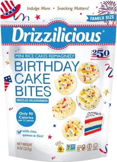 Drizzilicious USA 250 Birthday Cake Mini Rice Cakes, 8 oz.