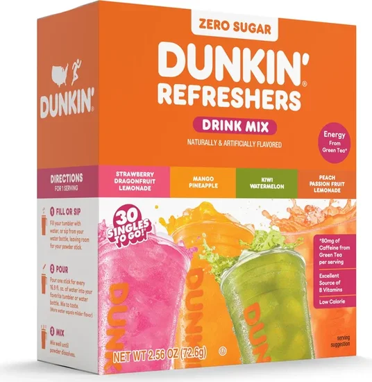 Dunkin' Refreshers Zero Sugar Singles to Go Powdered Drink Mix Variety Pack