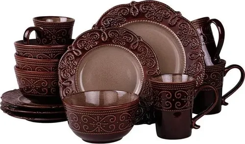 Elama Salia 16-Piece Stoneware Dinnerware Set