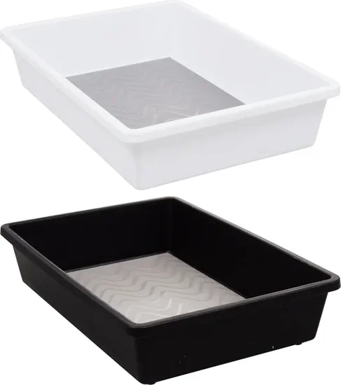 Essentials White Drawer Organizers with Grip Bottoms