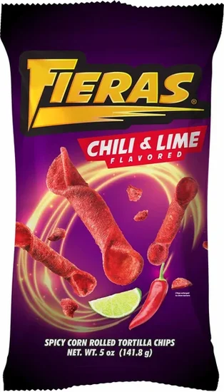 Fieras Chili and Lime Spicy Corn Rolled Tortilla Chips, 5-oz. Bag