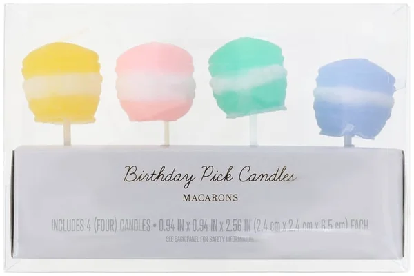 Macaron Birthday Pick Candles 4-Pack