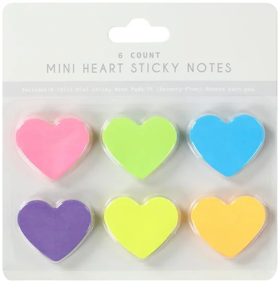 Mini Heart Sticky Notes 6-Pack
