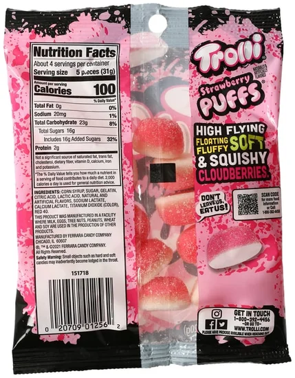 Trolli® Strawberry Puffs 4oz Candy Bag