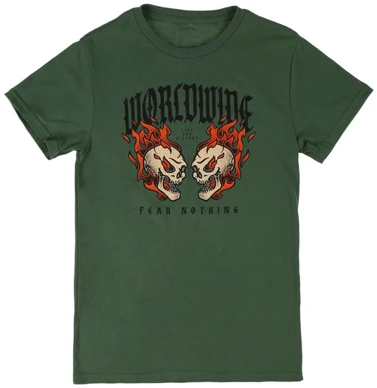 'Worldwide' Flaming Skulls Graphic Tee