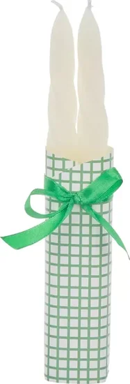 Gingham Taper Candle, 2 ct - Assorted