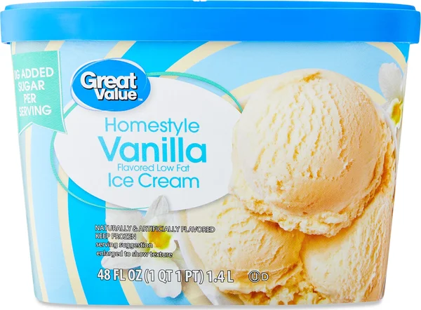 Great Value Homestyle 0 Sugar, Vanilla Flavored Low Fat Ice Cream, 48 fl oz Tub