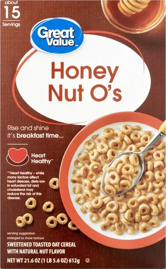 Great Value Honey Nut O's Oat Breakfast Cereal, 21.6 oz