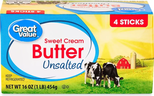 Great Value Sweet Cream Unsalted Butter, 16 oz, 4 Sticks
