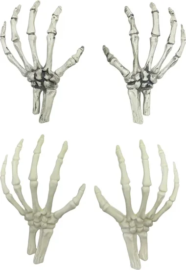 Halloween Human Skeleton Hand, Assorted Colors, 2-pc Pack.