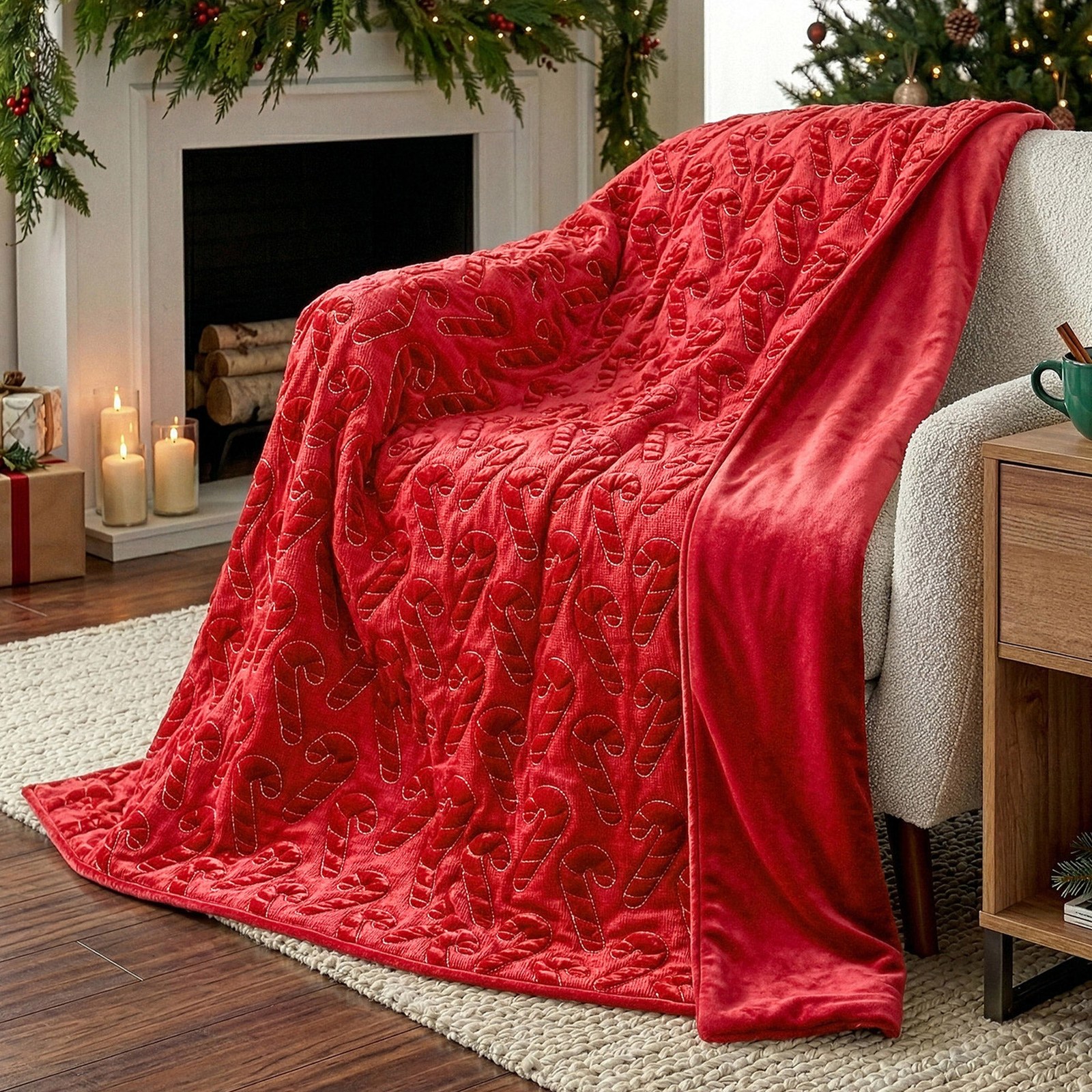 Holiday Embroidered Faux Fur Throws