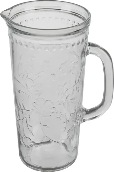 Holly Williams Clear Tapered Floral Embossed Glass Pitcher
