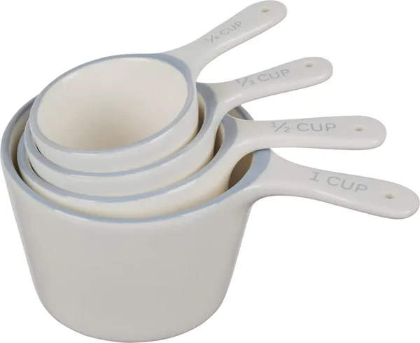 Holly Williams White Ceramic Measuring Cups with Handles, 4 ct