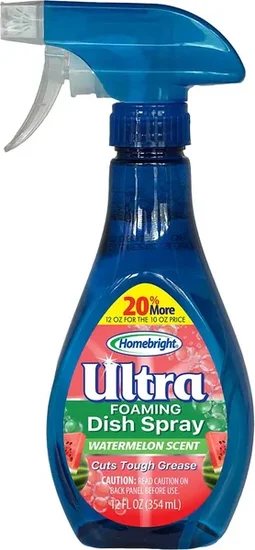Homebright Ultra Foaming Dish Spray, Watermelon Spray, 12 fl oz