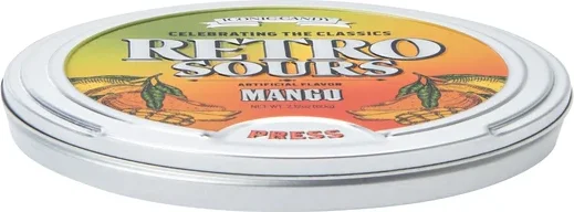 Iconic Candy Retro Sours Mango Candy Tin 2.12oz