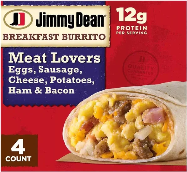 Jimmy Dean Breakfast Burritos Meat Lovers, 4 ct