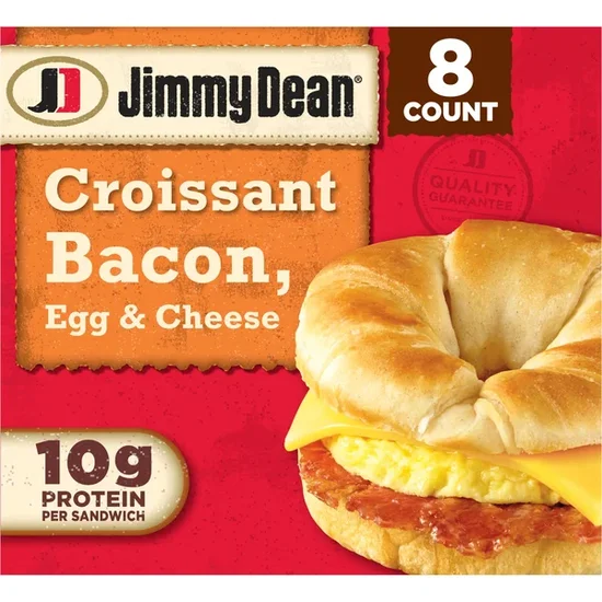 Jimmy Dean Frozen Breakfast Sandwich, Bacon Egg & Cheese Croissant, 28.8 oz, 8 Count