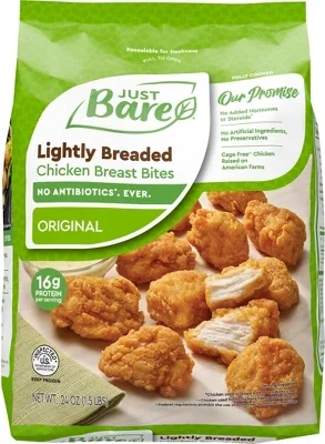 Just Bare Lightly Breaded Chicken Breast Bites - Frozen - 24oz