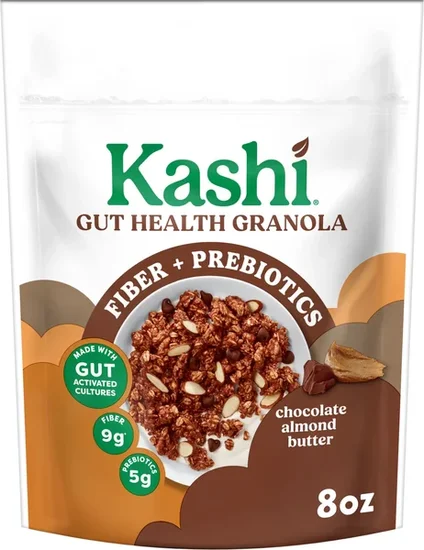 Kashi Gut Health Chocolate Almond Butter Granola, Prebiotics and High Fiber Bag, 8 oz