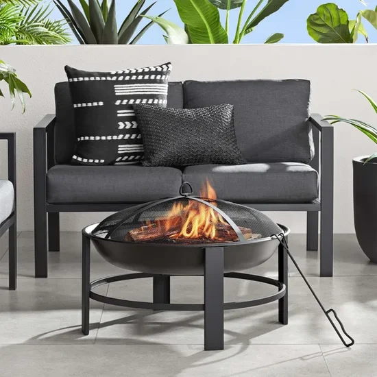 Mainstays 28-Inch Round Wood-Burning Fire Pit, Steel Frame