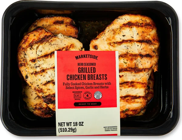 Marketside Herb Seasoned Grilled Chicken Breasts, Refrigerated, 4 Pieces, 18 oz