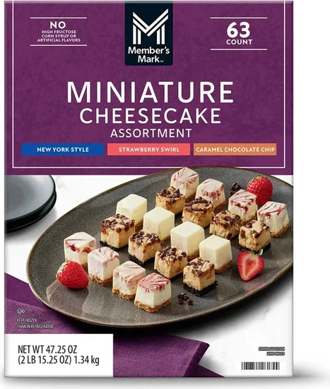 Member's Mark 1"x1" Cheesecake Minis, Variety Pack, 63 ct.