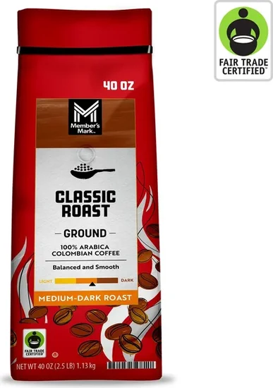 Member's Mark Colombian Classic Medium-Dark Roast Ground Coffee, 40 oz.