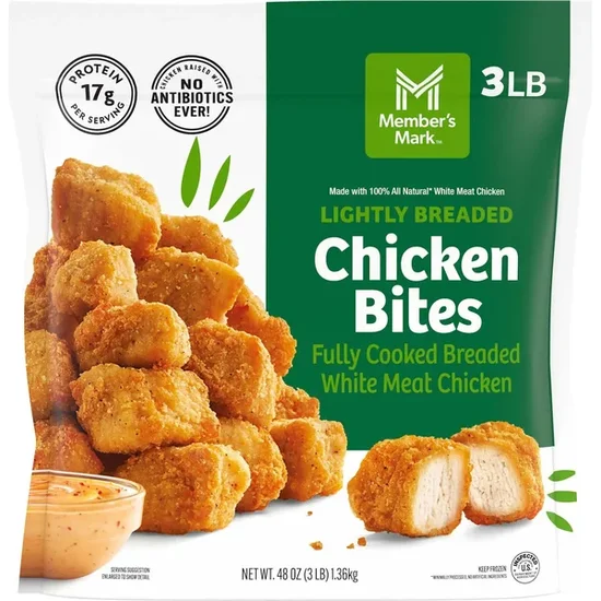 Member's Mark Fully Cooked Lightly Breaded Chicken Breast Bites, Frozen, 3 lbs.