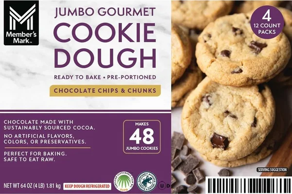 Members Mark Jumbo Gourmet Chocolate Chip and Chunk Cookie Dough, 16 oz., 4pk