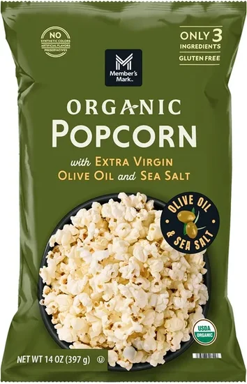 Member's Mark Organic Popcorn with Extra Virgin Olive Oil and Sea Salt, 14 oz.