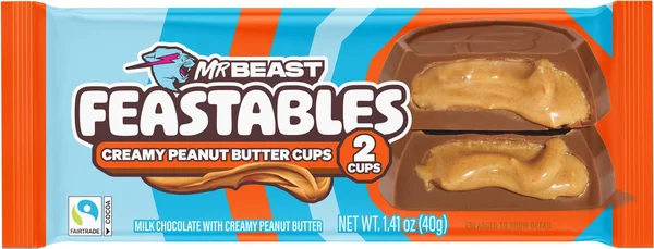 MrBeast Feastables Creamy Peanut Butter Cups 1.41 oz. (40g), 2 Cups