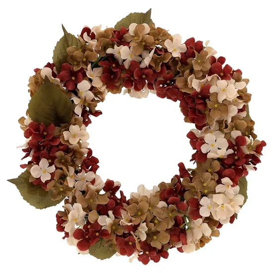 My Texas House Fall Hydrangea Wreath Cream and Brown 24-Inch