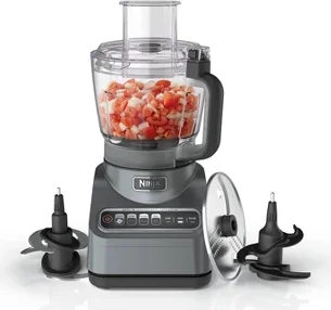 Ninja Professional 850W 9-Cup Food Processor - BN601: Stainless Steel, 3 Speeds, Mix, Chop, Slice, Shred, Puree, Dishwasher Safe