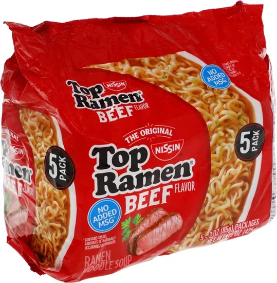 Nissin Top Ramen Beef-Flavored Noodle Soup, 5-ct. Packs