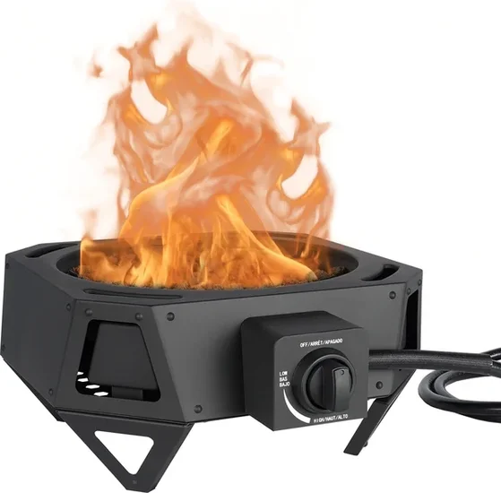 Ozark Trail 15 Inch Propane Black Steel Portable Fire Pit with Locking Lid