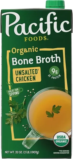 Pacific Foods Organic Unsalted Chicken Bone Broth, 32 oz.