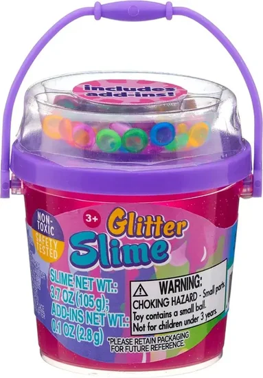 Pearl Glitter & Neon Slime Bucket with Add-Ins 3.7 oz Assorted