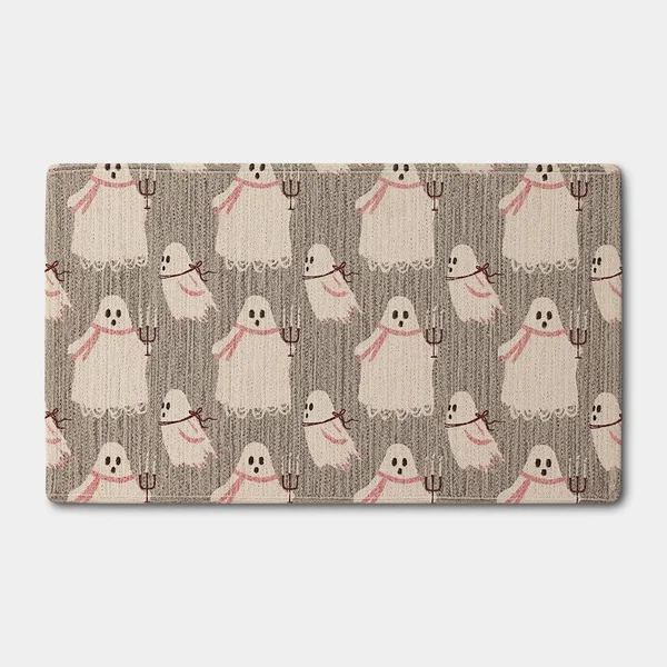Pink Ghost Reversible Halloween Floor Mat