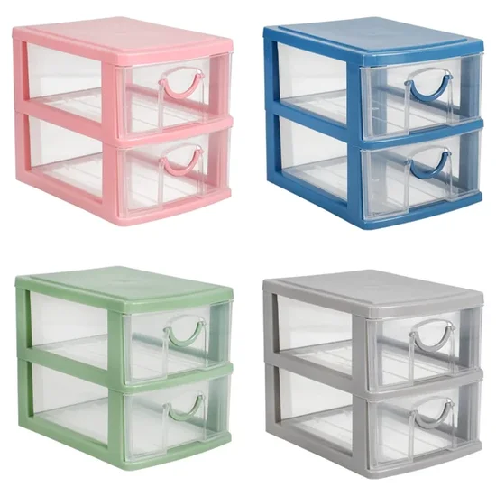 Plastic 2-Tier Drawers with handles , 5.125x4x3.5 in.