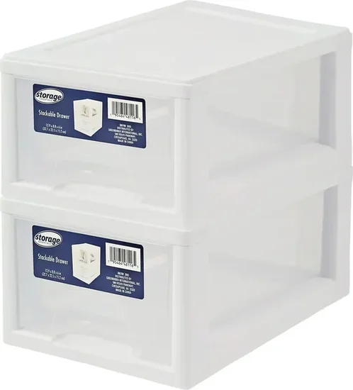 Plastic Stackable Drawers, 12.9x8.8x6 in.
