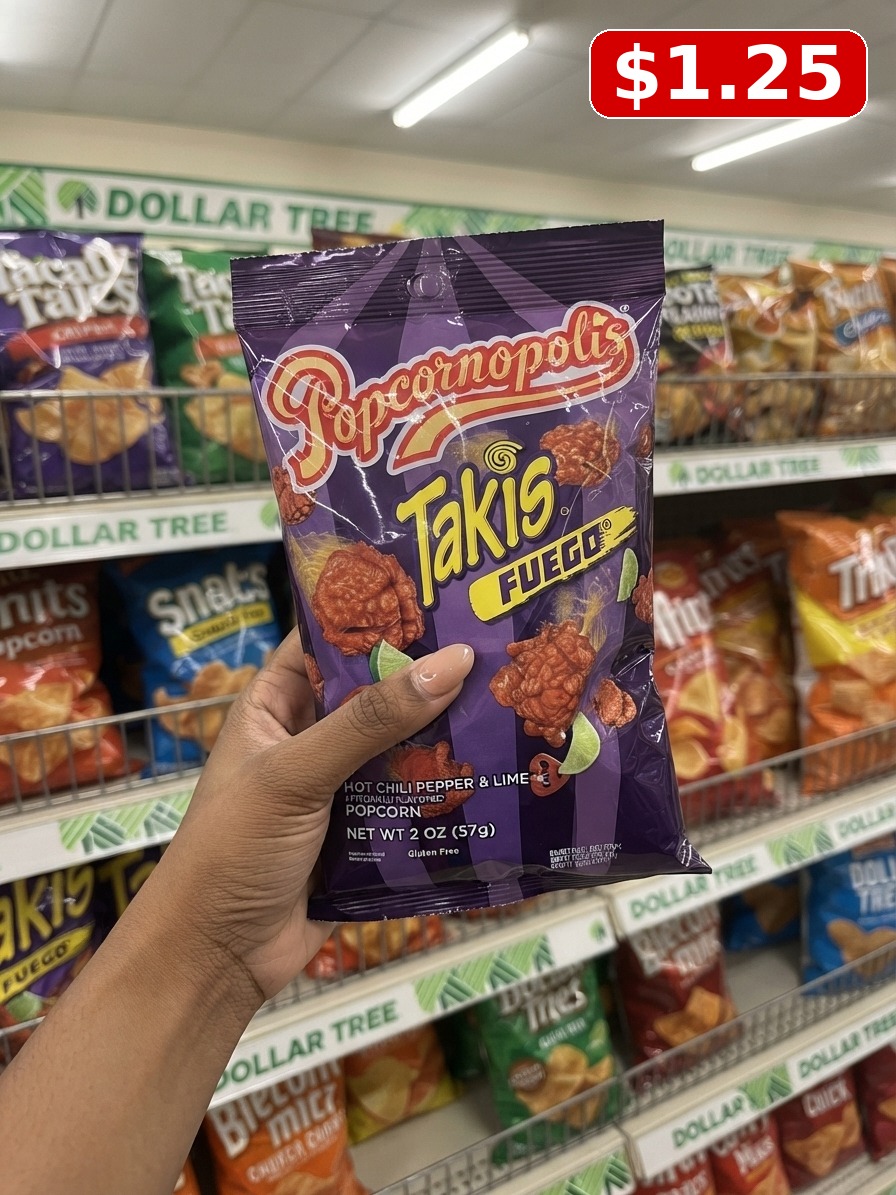 Popcornopolis Fuego Takis 2 oz Bag, Hot Chili Pepper & Lime Flavored Extreme Savory Popcorn