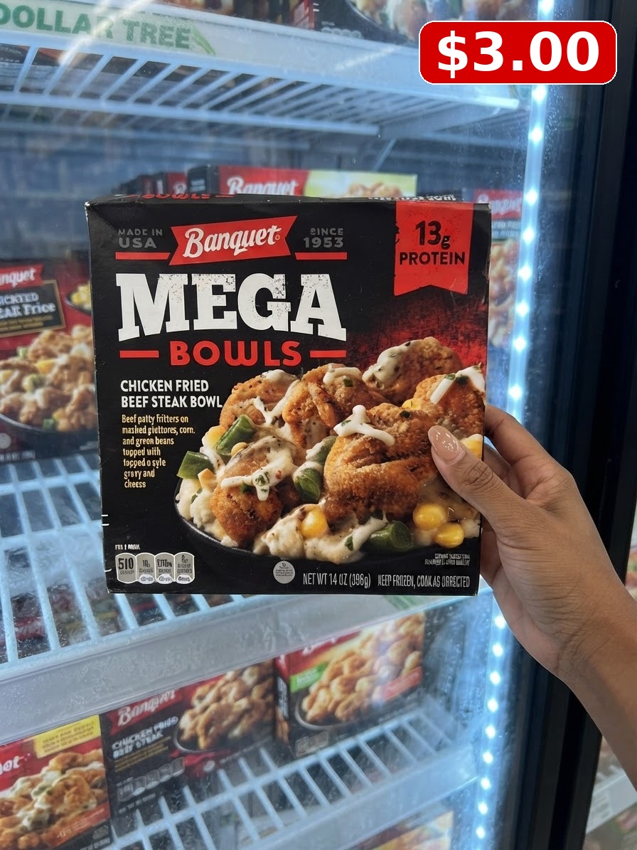 Banquet MEGA Bowls Chicken Fried Beef Steak Bowl, High Protein Frozen Meal