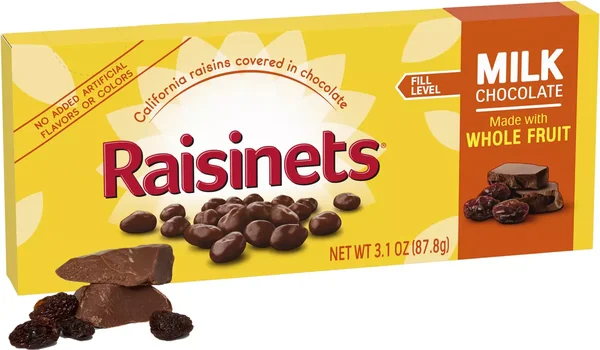 Raisinets Milk Chocolate Covered Raisins Gluten-free California Movie Theater Candy Box