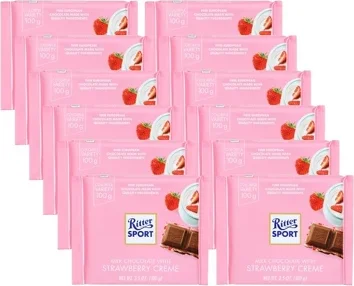 Ritter Sport Milk Chocolate With Strawberry Creme Bar- Case of 12/3.5 oz