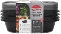 Rubbermaid TakeAlongs 3 Compartment Meal Prep Containers, 4 ct