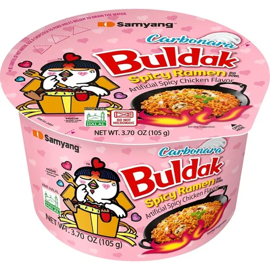 Samyang Buldak Carbonara Spicy Chicken Ramen Bowl, 3.7 oz., 6 pk.