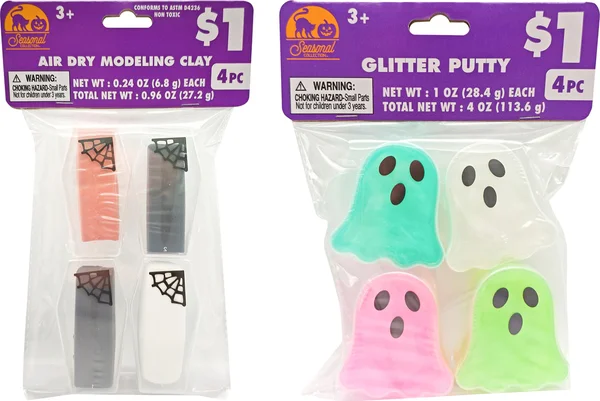 Seasonal Collection Air Dry Modeling Clay And Glitter Putty, Assorted Designs, 4-pc Pack.
