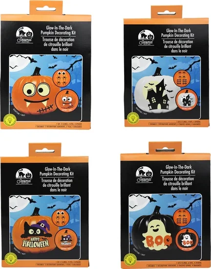 Seasonal Collection DIY Glow-In-The-Dark Pumpkin Decorating Kit, Assorted Styles